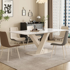 Luxurious Dining Table in White Rectangle - Sleek Marble Top and X-Base for Diningroom qc-wy-801