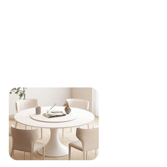 Minimalistic Marble Dining Table Round with Pedestal for Diningroom qc-wy-905