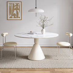 Minimalistic Round Marble Dining Table - Carbon Steel Pedestal Perfect for Diningroom jh-268