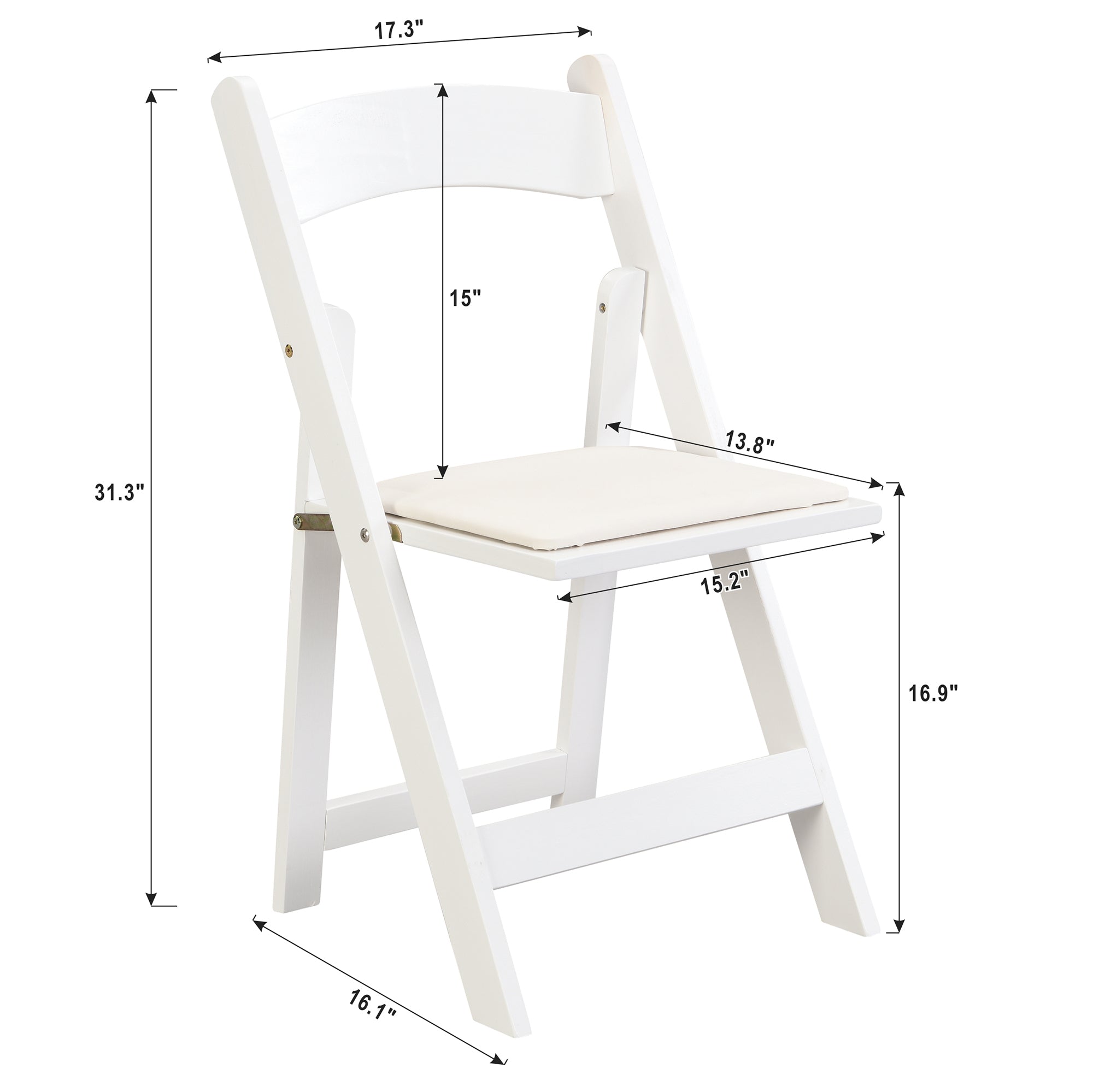 Upholstered folding  chair,space saving, easy to carry, ,4PCS,Beige cushion/white shelf,Dining room