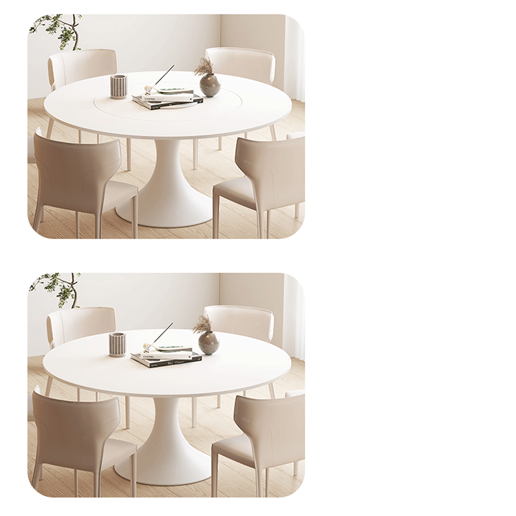 Minimalistic Marble Dining Table Round with Pedestal for Diningroom qc-wy-905