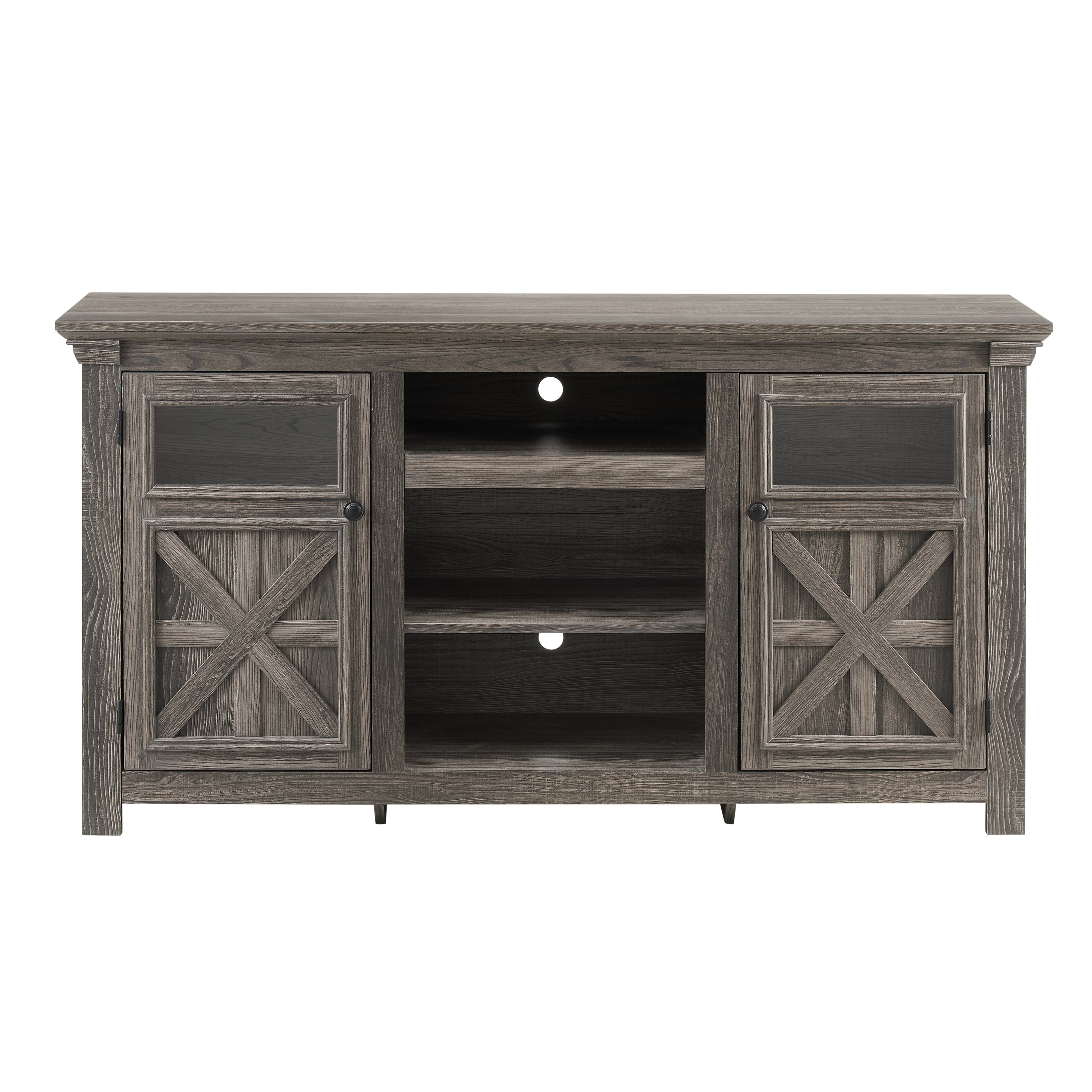 2 Door Farmhouse  TV Stand Barn Design with Large Barn Inspired Home Entertainment Console