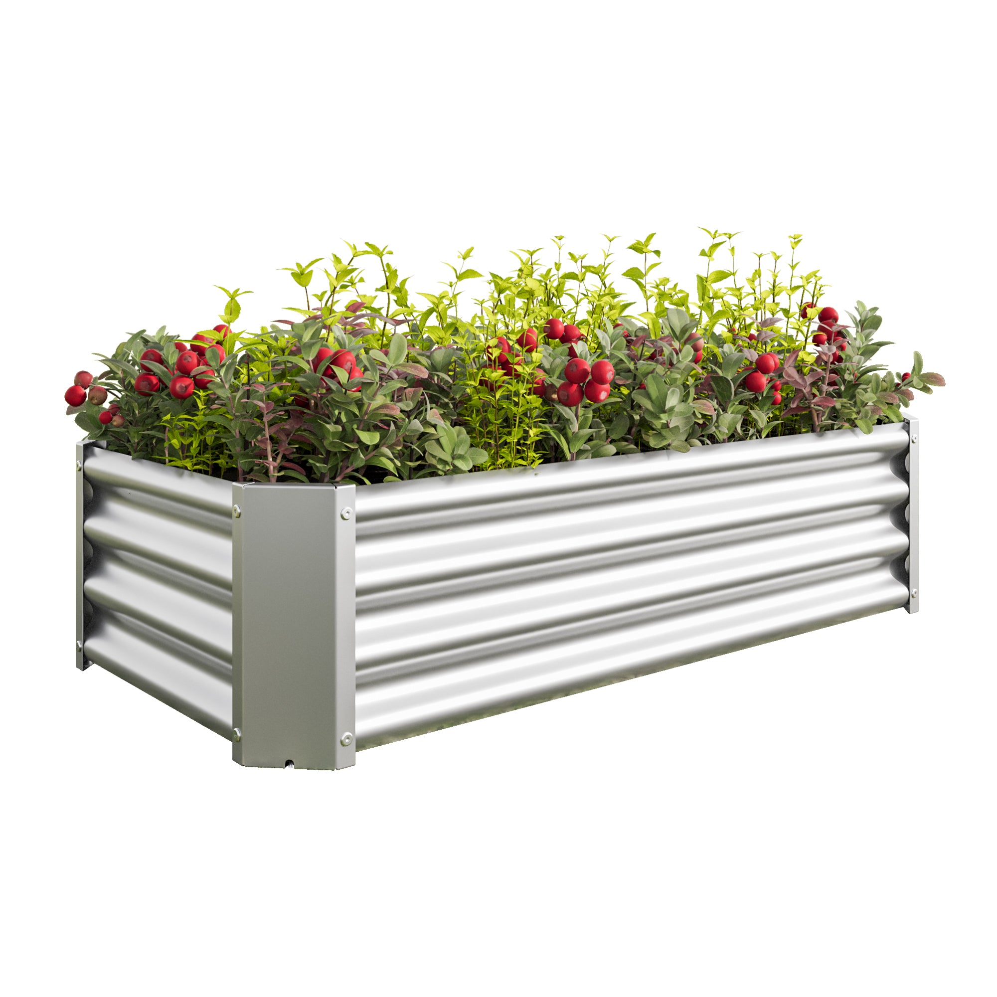 Metal Raised Garden Bed, Rectangle Raised Planter 4×2×1ft  for Flowers Plants, Vegetables Herb  Silver