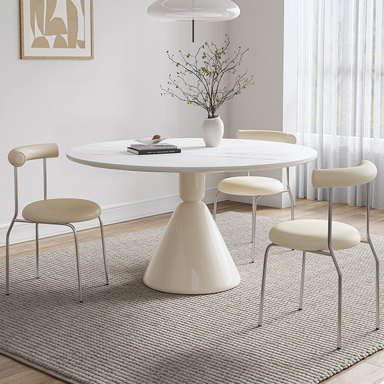 Minimalistic Round Marble Dining Table - Carbon Steel Pedestal Perfect for Diningroom jh-268