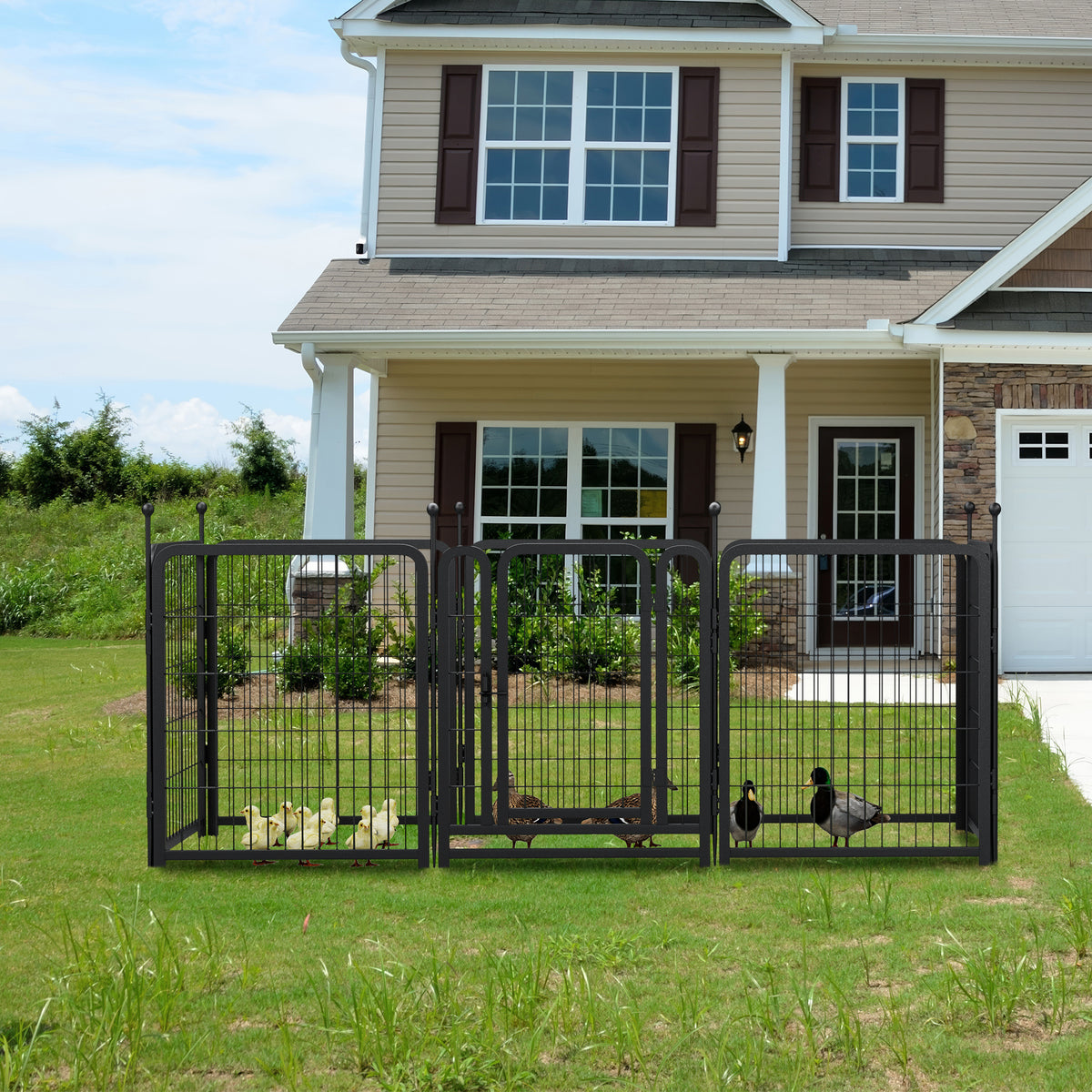 Heavy-Duty 32" Dog Playpen, Foldable 8-Panel Pet Exercise Fence for Indoor & Outdoor