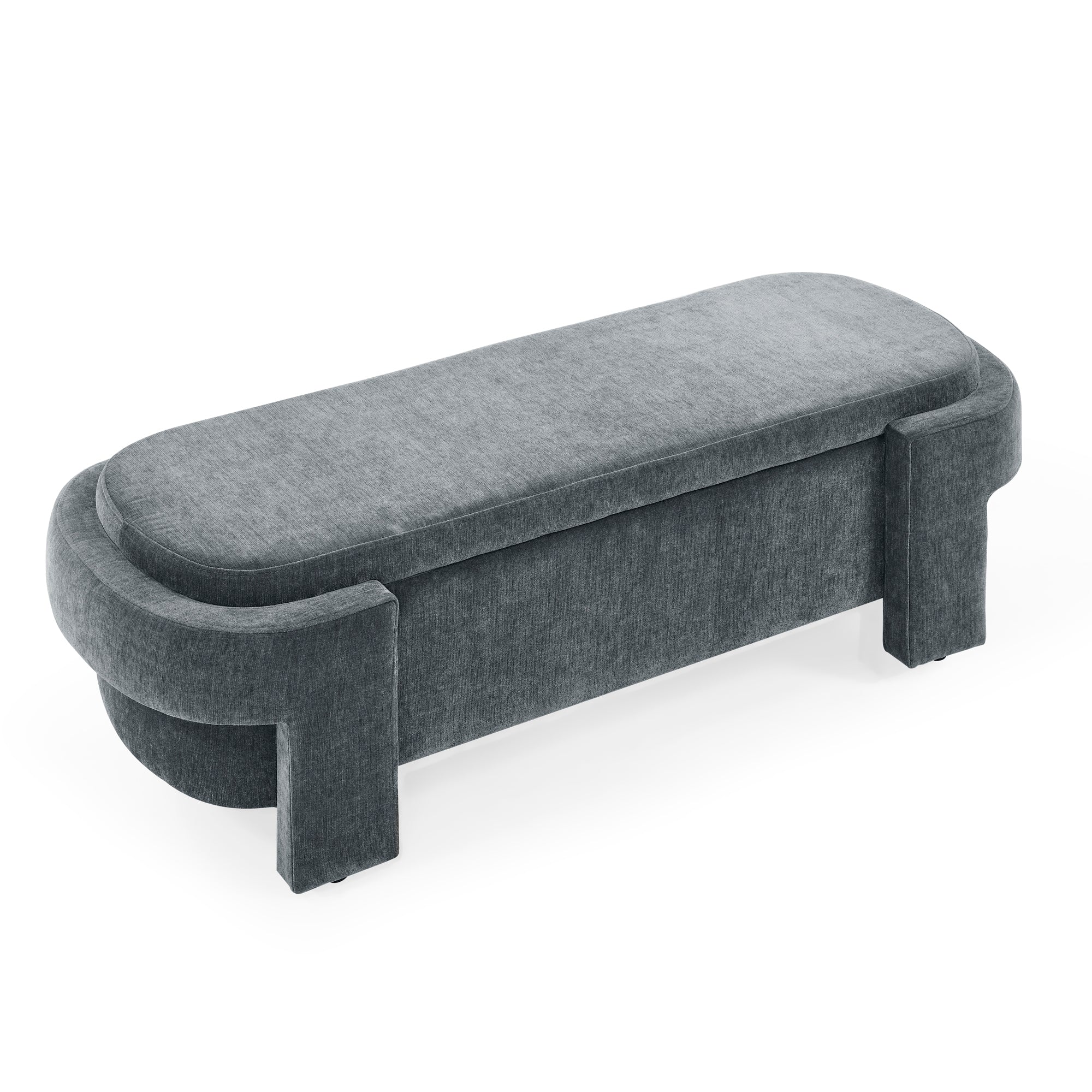 Chenille Upholstered Bench with Large Storage Space for the Living Room, Entryway and Bedroom,Grey,( 51.5''x20.5''x17'' )