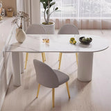 Luxurious Dining Table in White Oval Marble Top & 3 Metal Legs - Perfect for Your Dining Room msf-771