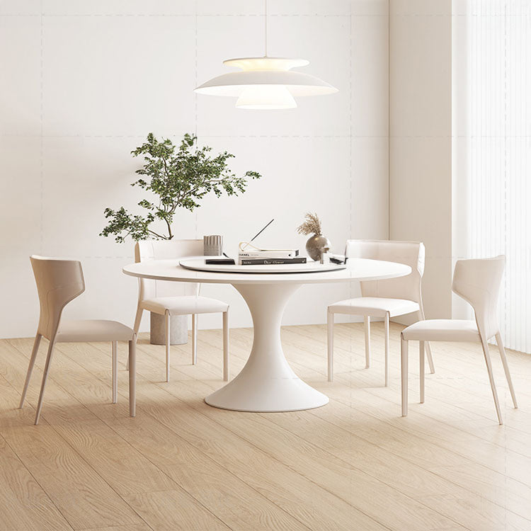 Minimalistic Marble Dining Table Round with Pedestal for Diningroom qc-wy-905