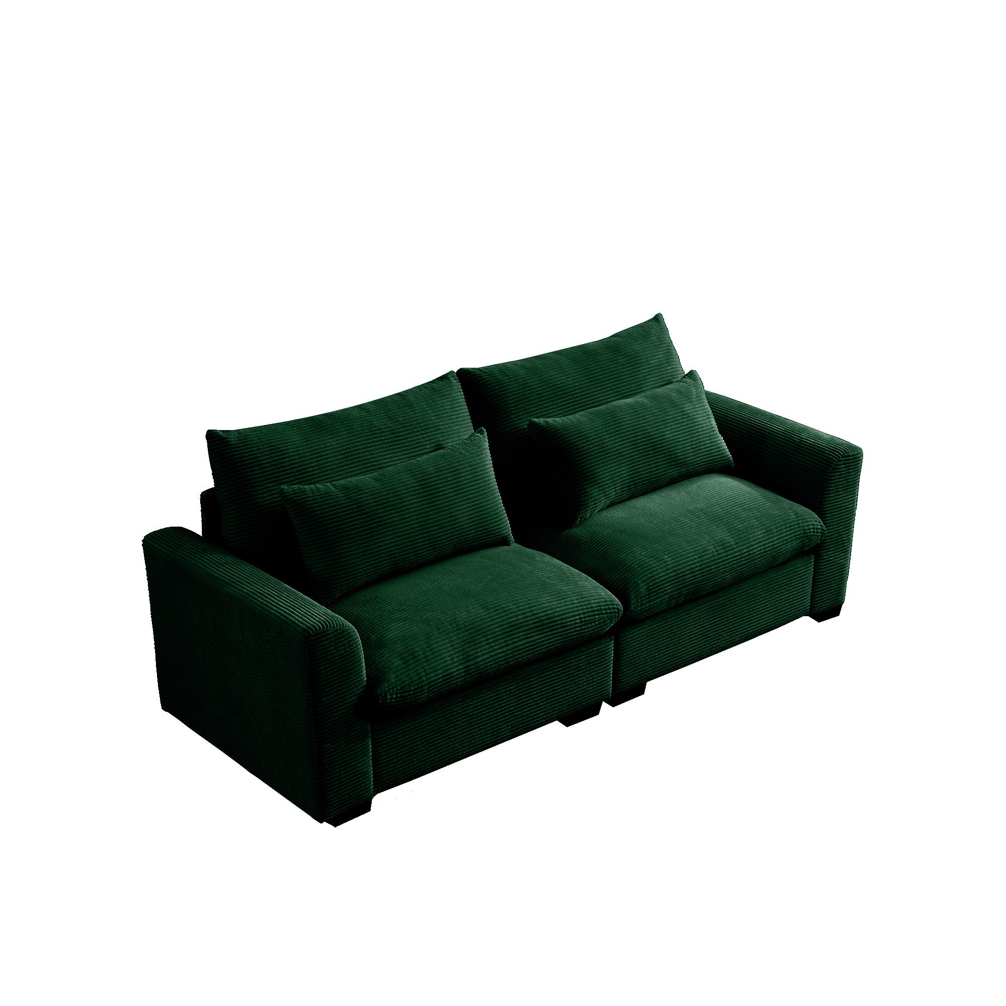 Modern Sofa 2 Seater Corduroy Fabric Sofa with Armrests for Apartment Living Room, Green