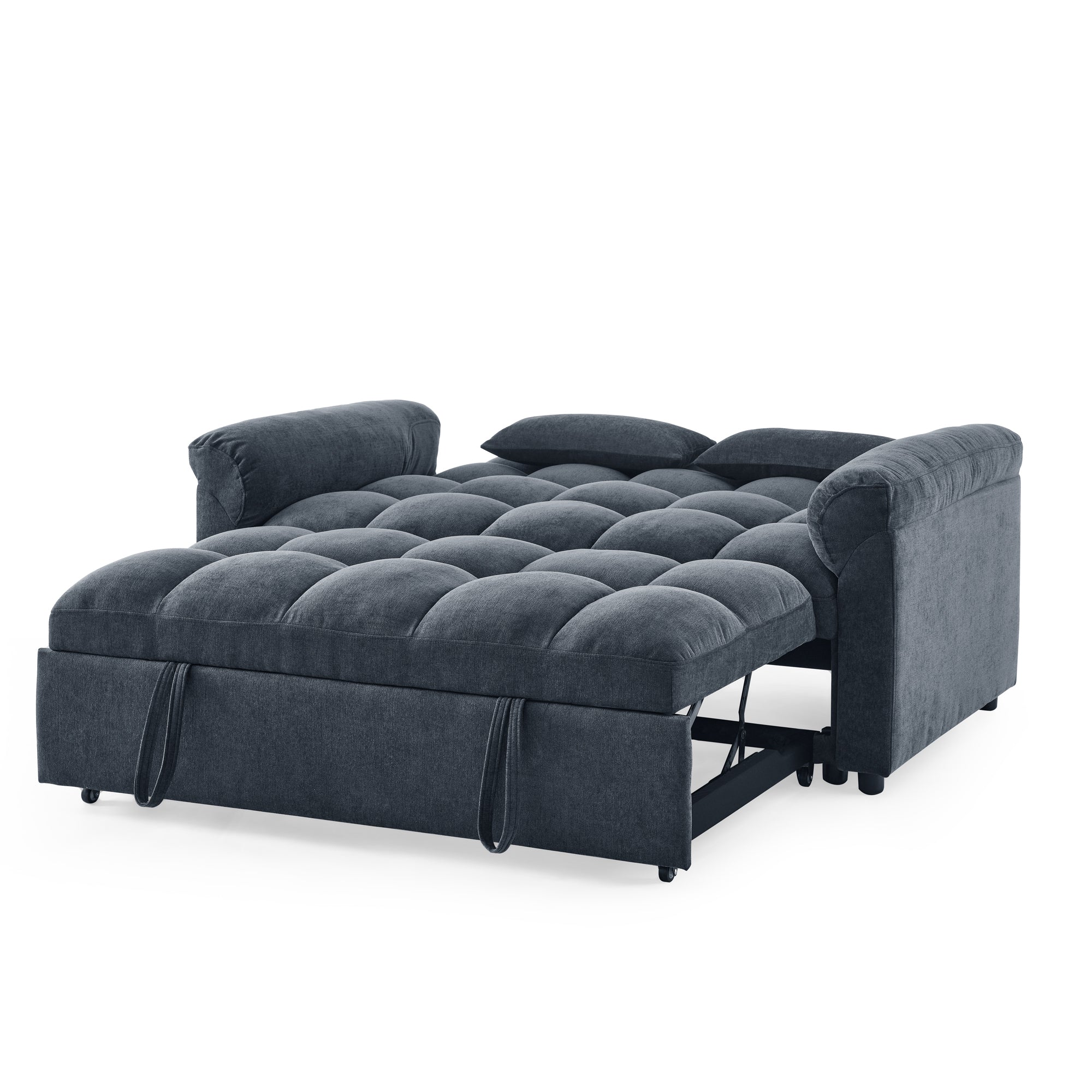 Loveseats Sofa Bed with Pull-out Bed,Adjsutable Back,Blue+ Grey