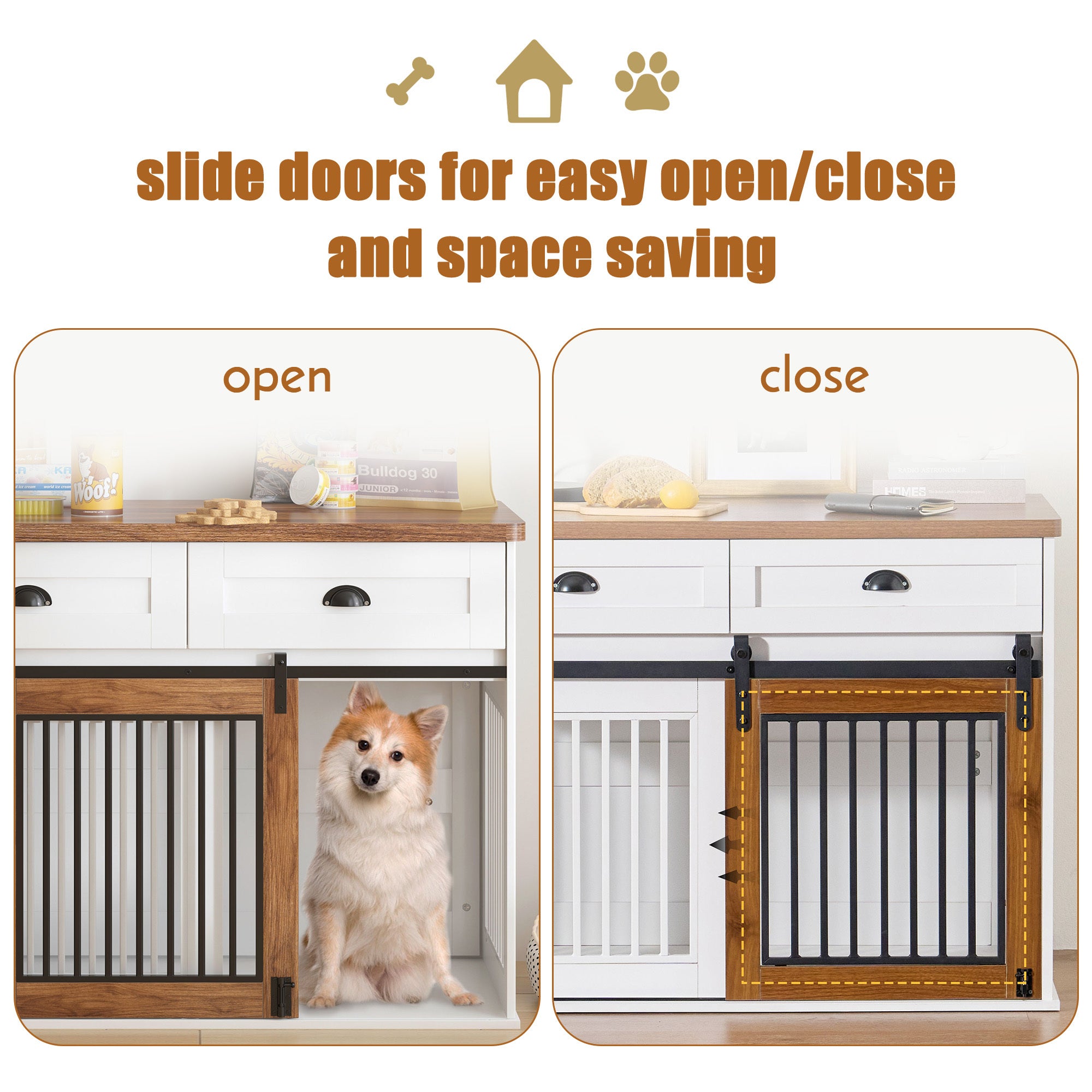 Heavy Duty Furniture style dog cage wooden dog cage double door dog cage side cabinet dog cage Dog crate (44 1/2"W *23"D *33 1/4"H)