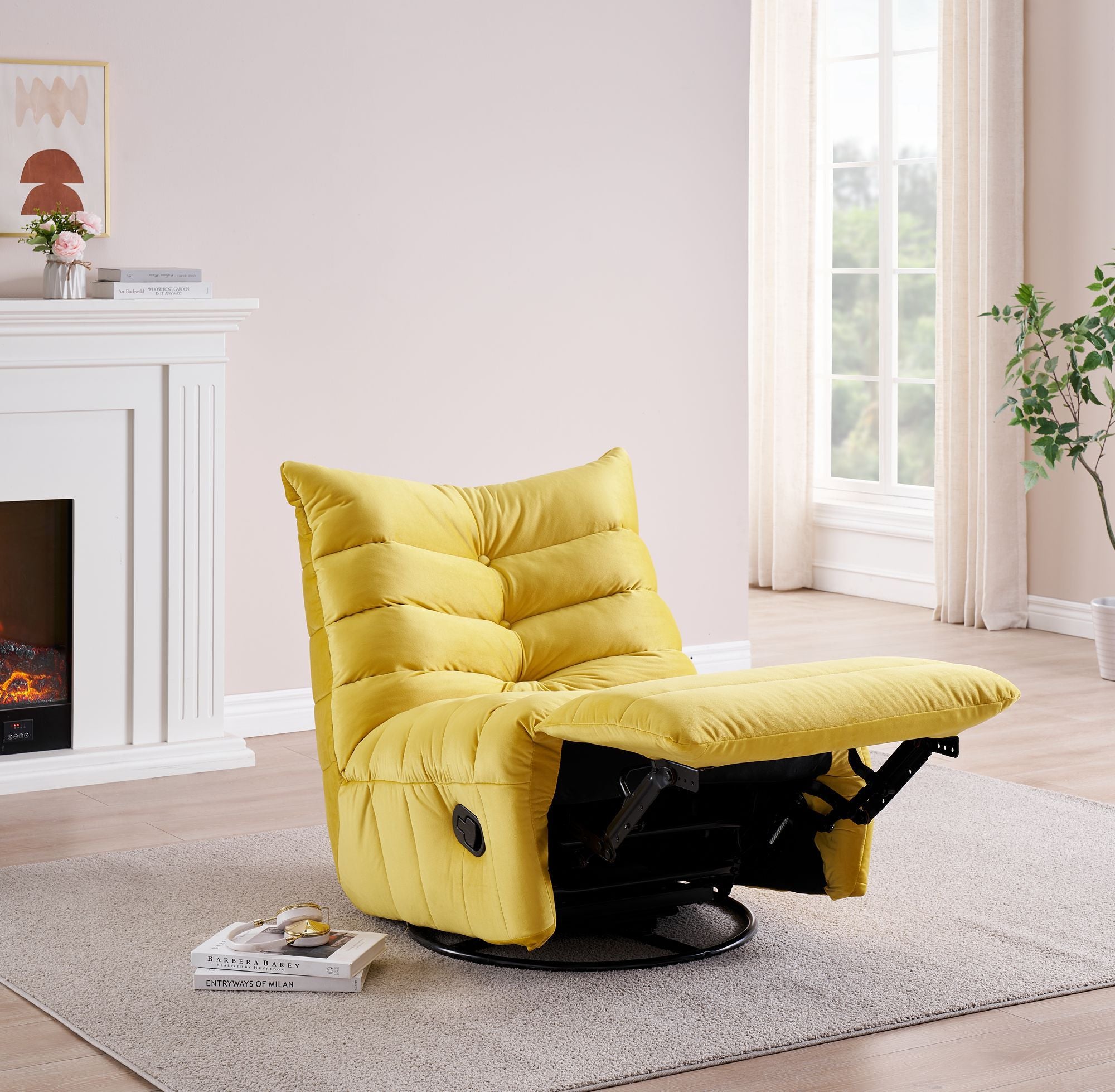 29.1" Rotatable Yellow Lounge Chair with Side Storage Pocket - Stylish & Durable Recliner for All Your Room