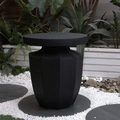 Decorative Garden End Table, 20.3" H Modern Heavy Duty Patio Sturdy Faux Terrazzo Accent Table Side Table Plant Table for Indoor Outdoor