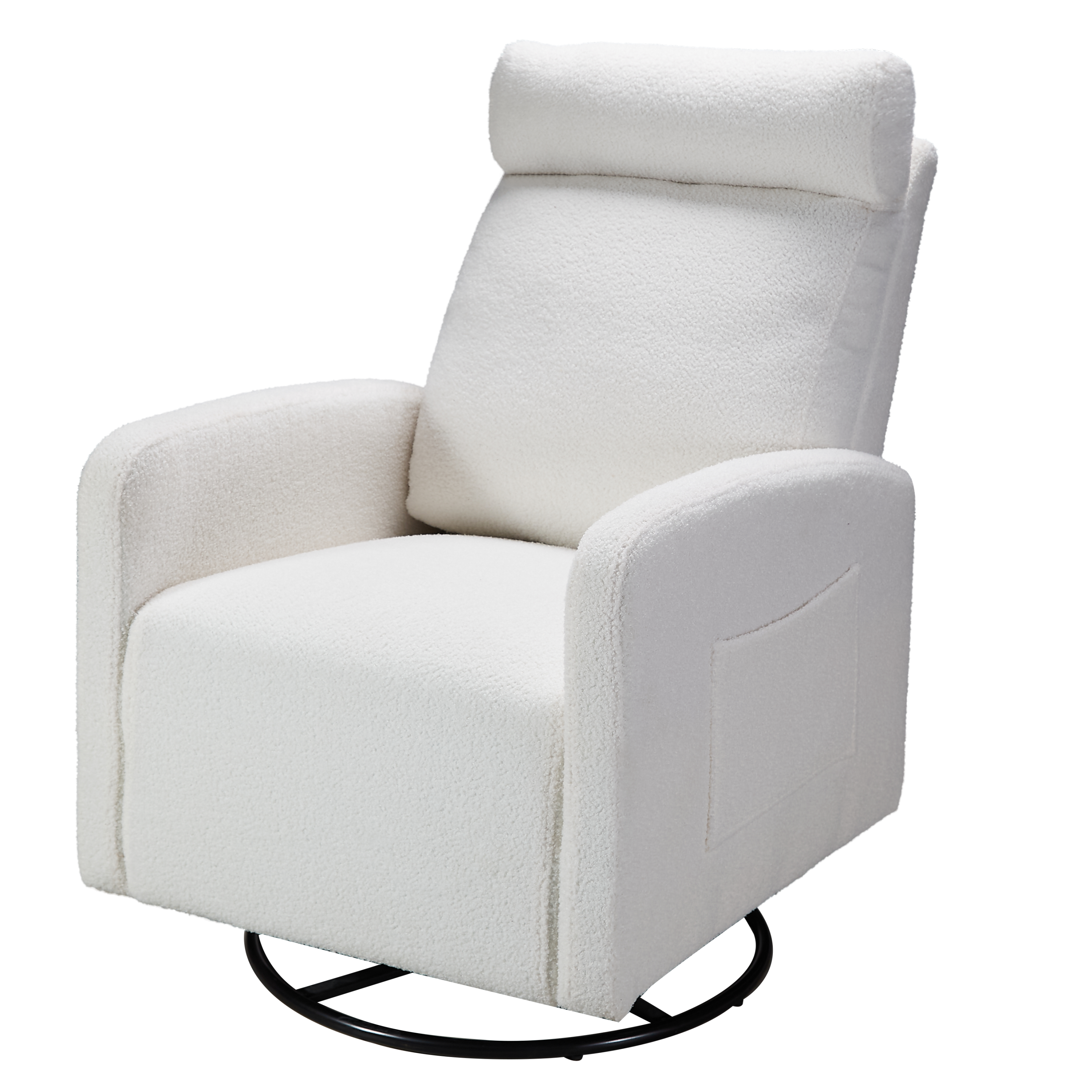 Swivel Upholstered Manual Recliner Chair, 360° Nursery Glider Rocker for Living Room, Beige