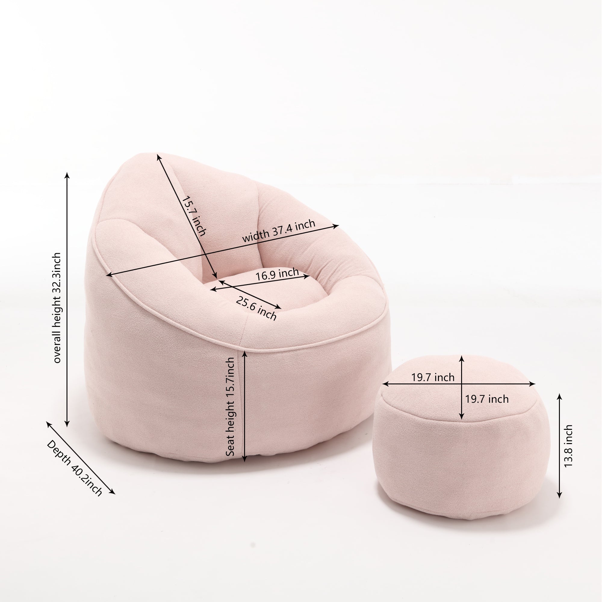 Bedding Bean Bag Sofa Chair High Pressure Foam Bean Bag Chair Adult Material with Padded Foam Padding Compressed Bean Bag With Footrest