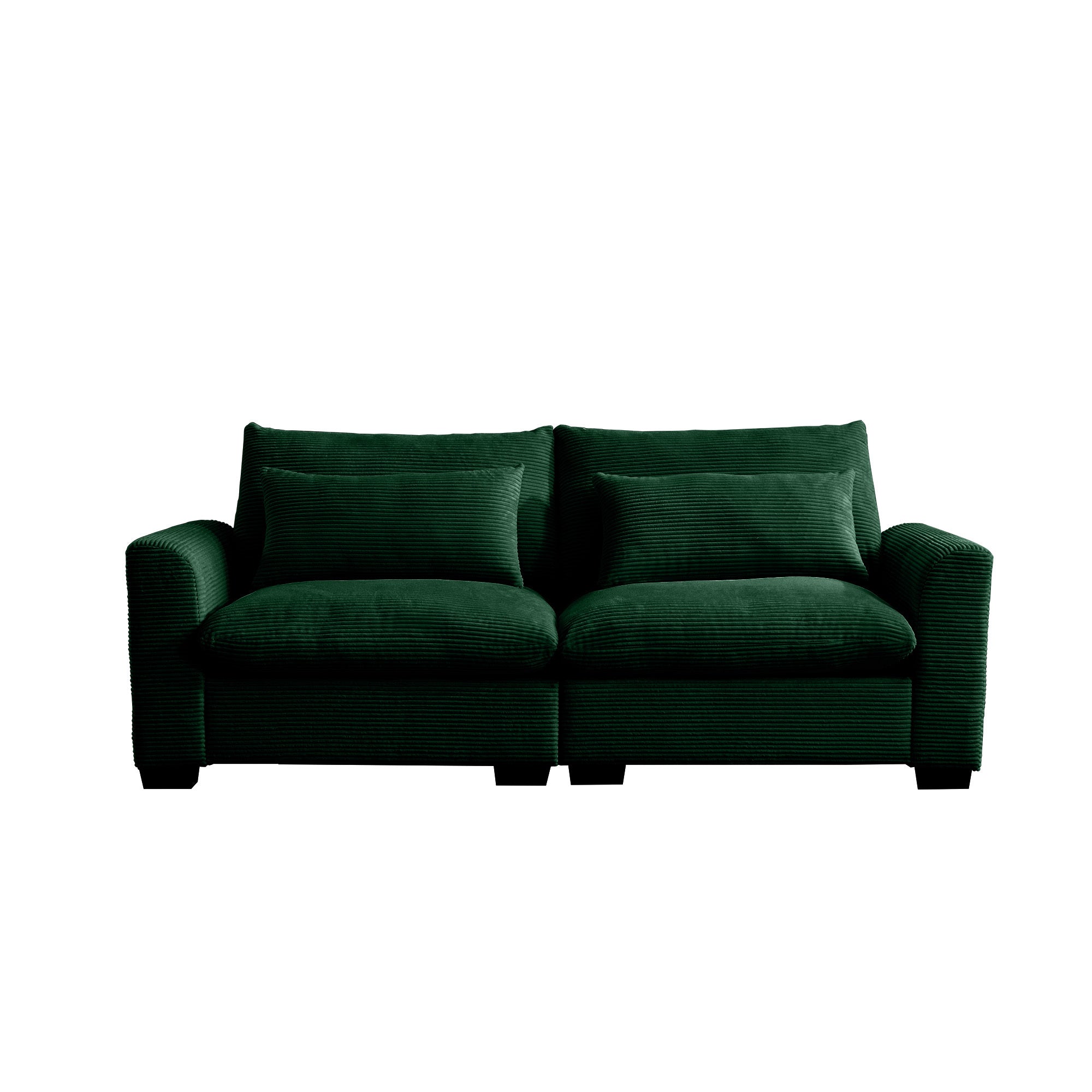 Modern Sofa 2 Seater Corduroy Fabric Sofa with Armrests for Apartment Living Room, Green