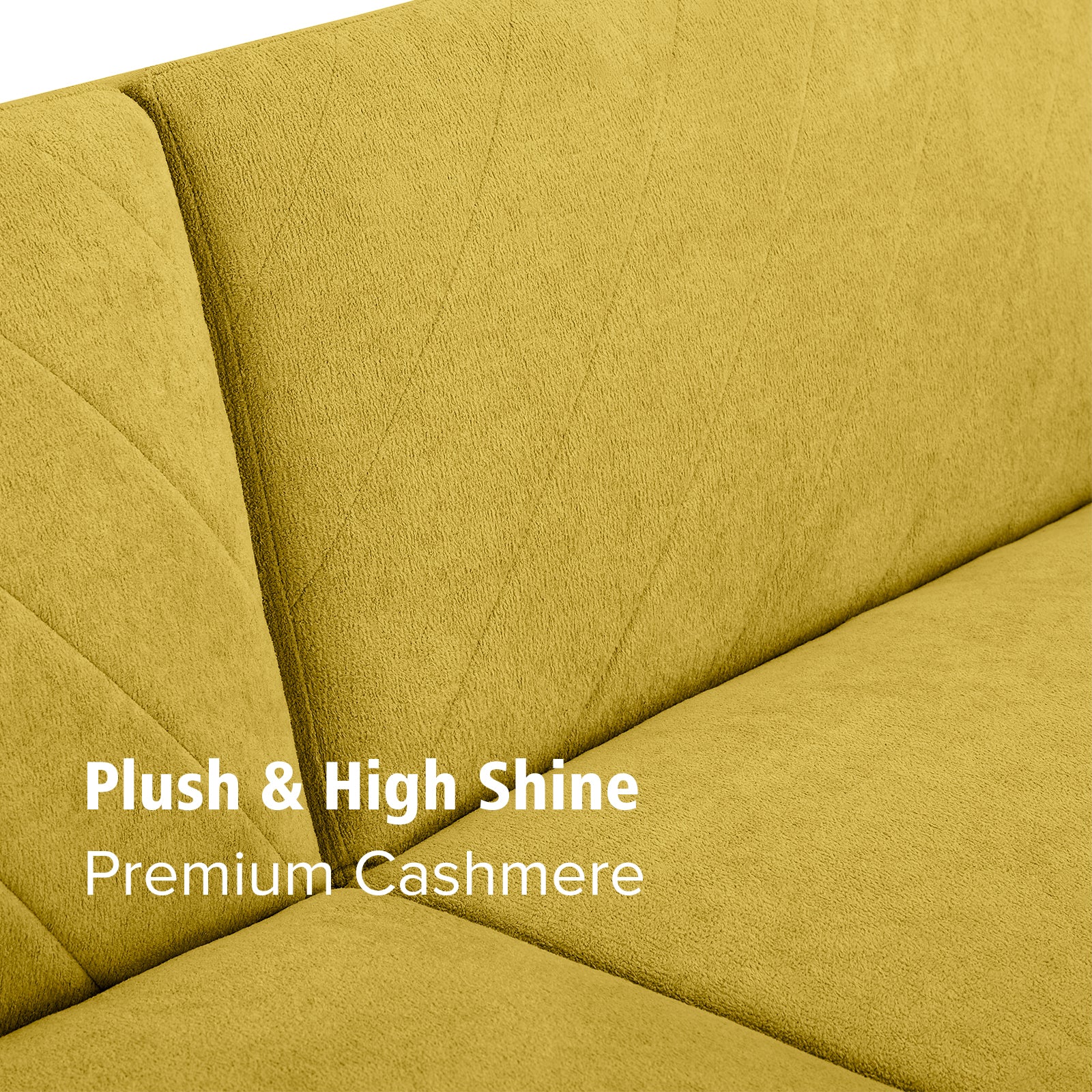 Convertible Futon Sofa Bed with Wood Legs, Yellow Fabric