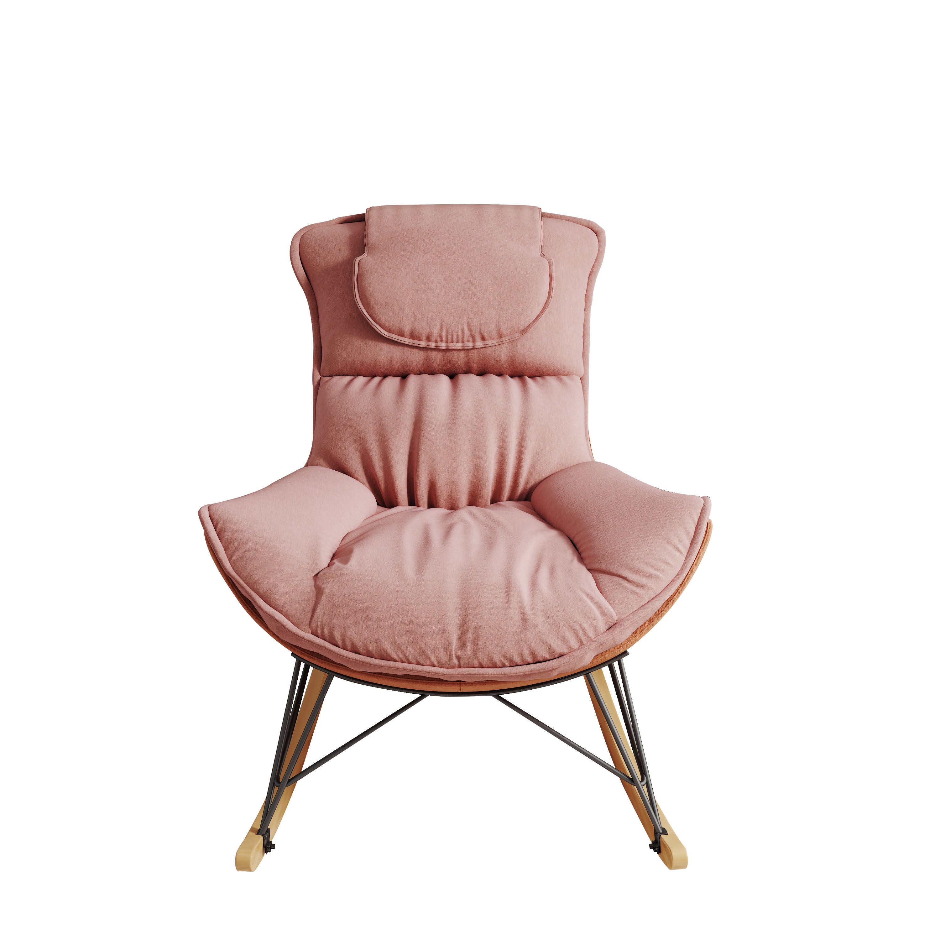 Leisure sofa single rocking chair, light luxury sofa chair, balcony leisure area single chair, comfortable and breathable characteristic chair, detachable and washable seat cushion (Color: Pink)