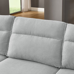 Modern Sofa 3-Seat Couch with Stainless Steel Trim and Metal Legs for Living Room,New package compression sofa technology,gray