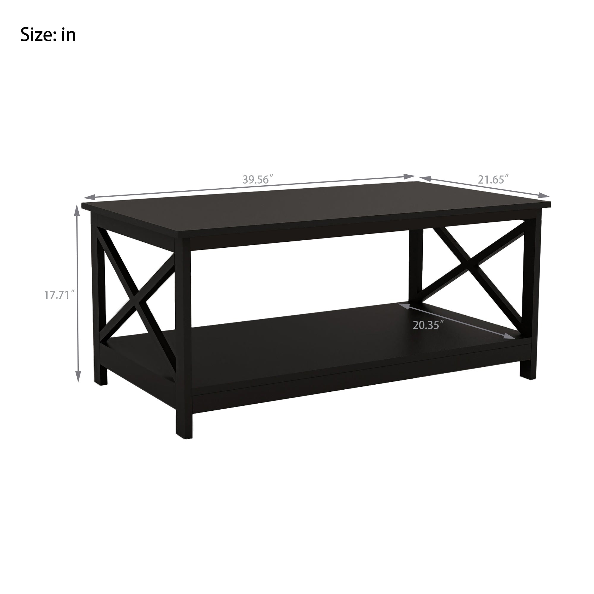 Modern Rectangular Black Coffee Table - Minimalistic Design for Living Room