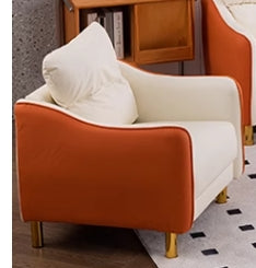 Stylish Techno Fabric Sofa - Available in Orange, Off White, Khaki, Black, Light Gray, and Dark Blue with Wood Accents qm-16