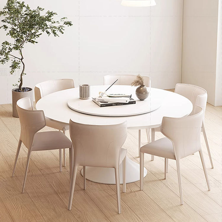 Minimalistic Marble Dining Table Round with Pedestal for Diningroom qc-wy-905