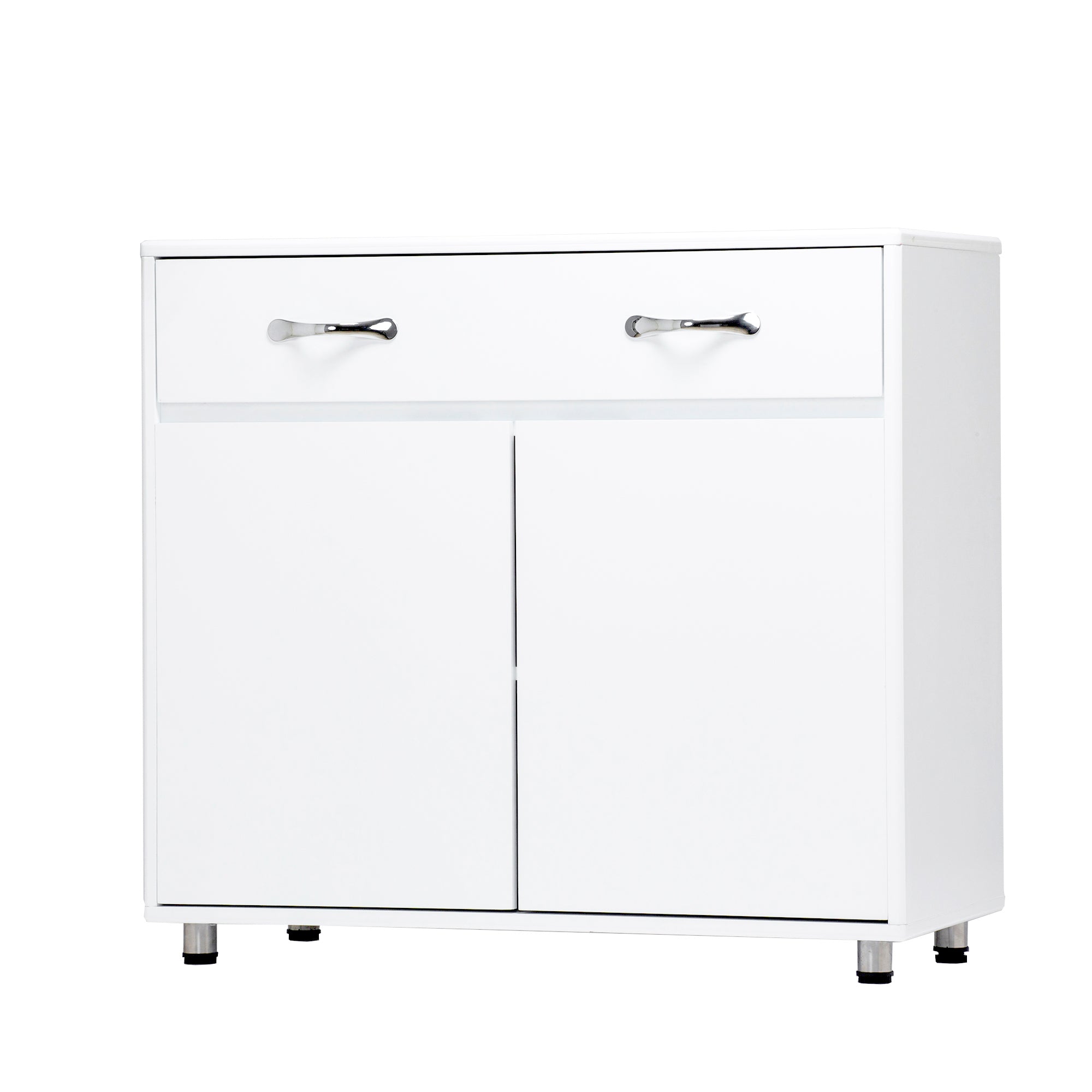 Modern White MDF Cabinet with Doors & Drawers for Storage