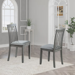 Wooden Dining Chairs Set of 4, Kitchen Chair with Padded Seat, Upholstered Side Chair for Dining Room, Living Room, Gray