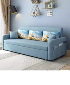 Stylish Cotton-Linen Sofa with Solid Wood Frame - Available in Orange, Dark Gray, Blue, Khaki, and Light Brown fsx-1004