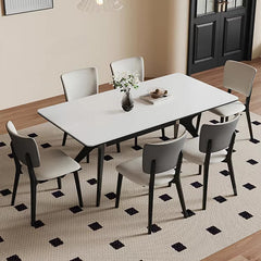 Contemporary Rectangular Dining Table Marble Top & Ash Wood Frame for 6-8 Seaters - Modern & Durable Design jh-271-BK