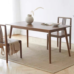 Minimalistic Rectangular Fraxinus Mandshurica Dining Table in Brown H41R01