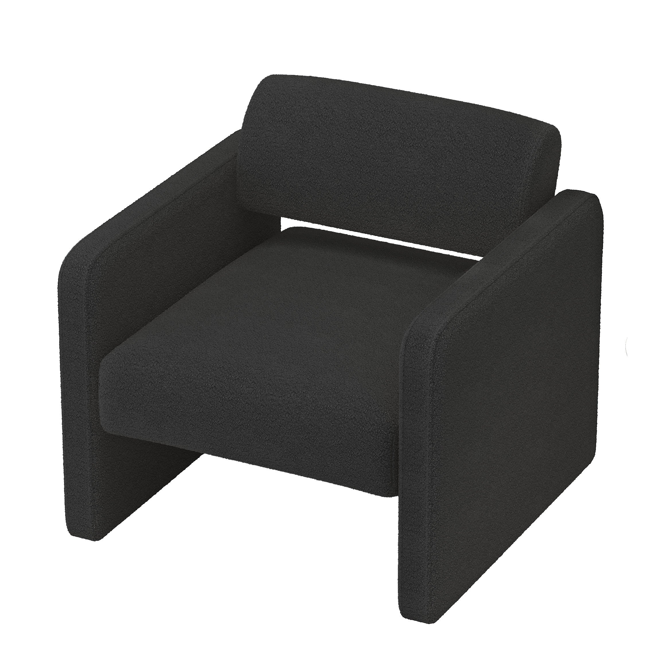 BLACK single sofa chair, upholstered comfortable chair with armrests, for dining room/bedroom/living room/reception - BLACK (30.9"*30.51"*30.11")