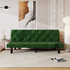 66" Green Velvet Sofa Bed Luxurious Pull-Out Sofa with Sponge Filling - Perfect Design for Living Room