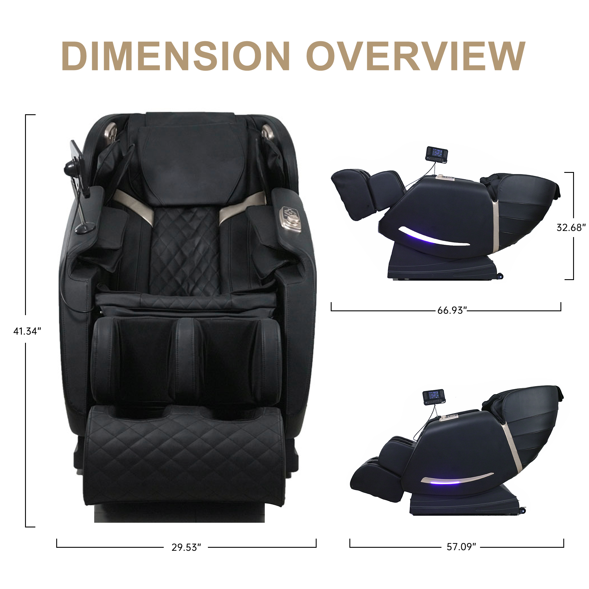 Full Body Massage Chair With Zero Gravity Recliner,with two control panel: Smart large screen & Rotary switch,spot kneading and Heating,Airbag coverage,Suitable for Home Office