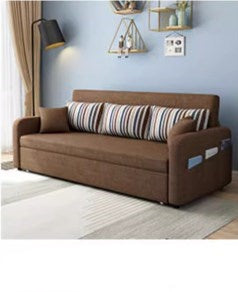 Stylish Cotton-Linen Sofa with Solid Wood Frame - Available in Orange, Dark Gray, Blue, Khaki, and Light Brown fsx-1004