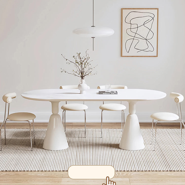 Minimalistic Round Marble Dining Table - Carbon Steel Pedestal Perfect for Diningroom jh-268