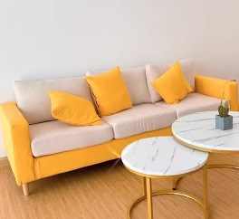 Stylish Multi-Color Scratch-Resistant Fabric Sofa with Rubber Wood Legs yr-123