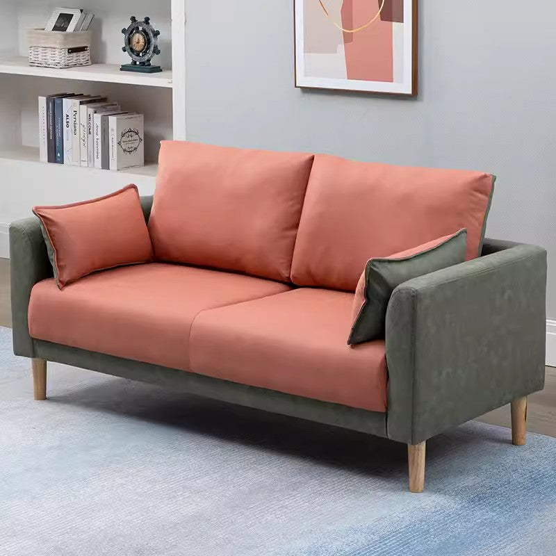 Stylish Multi-Color Techno Fabric Sofa with Wooden Accents – Brighten Your Living Space yr-121