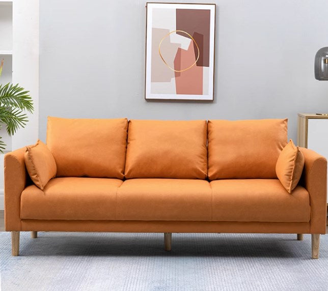 Stylish Multi-Color Techno Fabric Sofa with Wooden Accents – Brighten Your Living Space yr-121