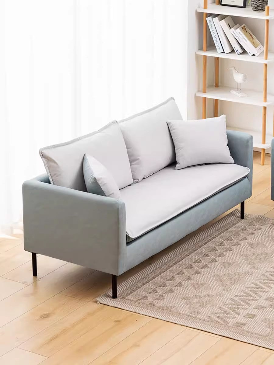 Stylish Mint Green & Dark Blue Sofa with Techno Fabric for Modern Living Rooms qm-5