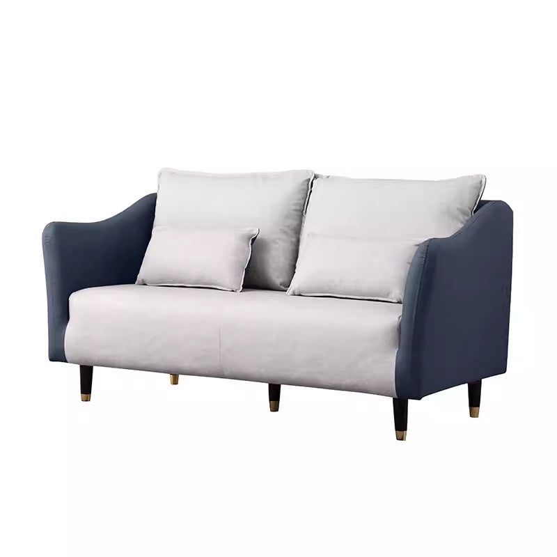 Stylish Dual-Tone Sofa Collection: Dark Blue, Orange, Green & More - Techno Fabric Cotton Blend qm-8