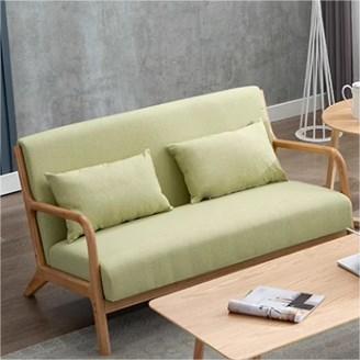 Stylish Gary Off-White Sofa with Blue, Brown, and Green Accents - Durable Rubber Wood Frame and Cotton-Ramie Blend Upholstery zsjj-97