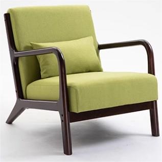 Elegant Sofa in Grass Green, Gray, and Off-White with Rubber Wood Frame and Cotton-Ramie Cushion zsjj-98