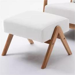 Elegant Off White Gary Stool - Rubber Wood & Soft Cotton-Ramie Cushion zsjj-99