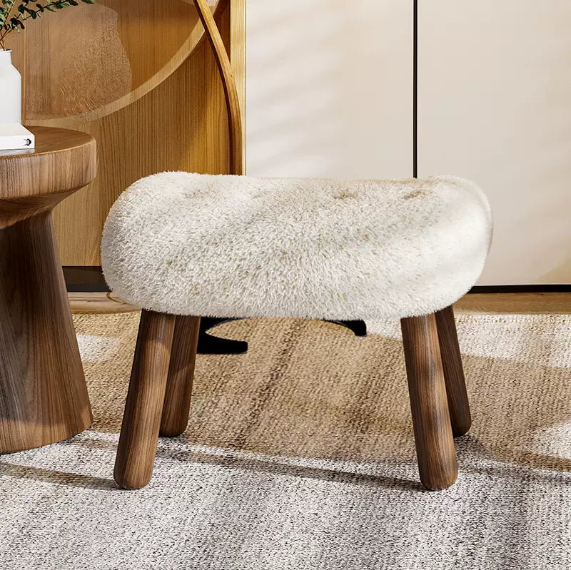 Cozy Faux Lambswool Chair in Premium Natural Brown Wood Finish fsmy-400