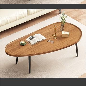 Modern Elegant Coffee Table in Leaf Shape with Metal Legs - Contemporary Minimalism for Any Decor fxjc-912