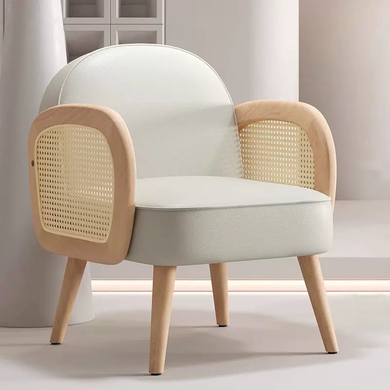 Stylish Scratch-Resistant Rubber Wood Chair in Off White, Orange, and Green Fabric fsmy-452