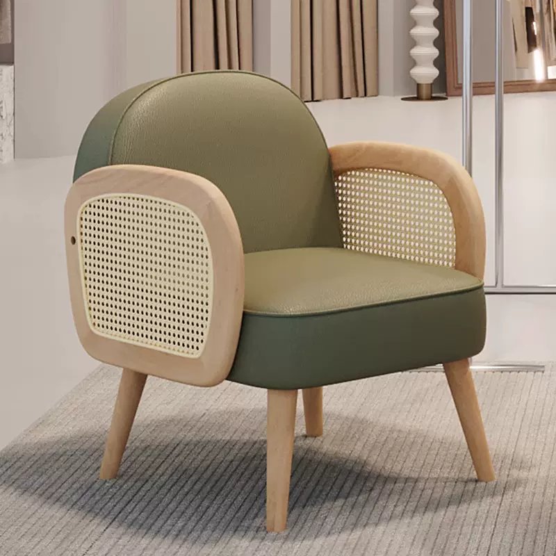 Stylish Scratch-Resistant Rubber Wood Chair in Off White, Orange, and Green Fabric fsmy-452