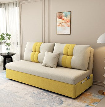 Stylish Cotton-Linen Sofa Set in Vibrant Orange, Beige, Light Blue, Dark Green, Gray, and Yellow - Premium Brown Finish fsx-1006