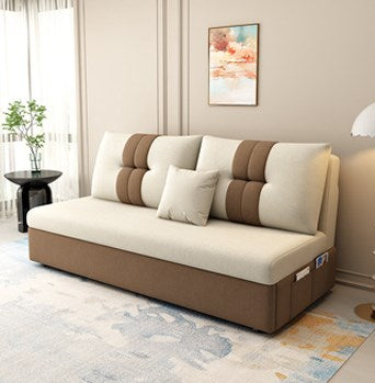 Stylish Cotton-Linen Sofa Set in Vibrant Orange, Beige, Light Blue, Dark Green, Gray, and Yellow - Premium Brown Finish fsx-1006